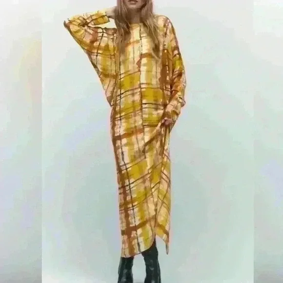Zara Tie Dye Printed Flowy Long Dress - Picture 1 of 3